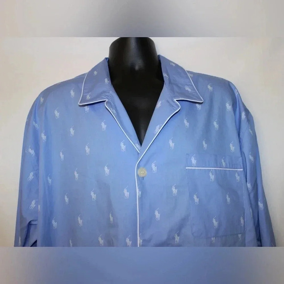 NWT Men’s Polo Ralph Lauren Woven Long Sleeve Pajama Top All Over Graphic 1XT - Picture 3 of 11